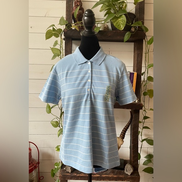 Eddie Bauer: Blue Golf Polo with White Stripes - Picture 15 of 17